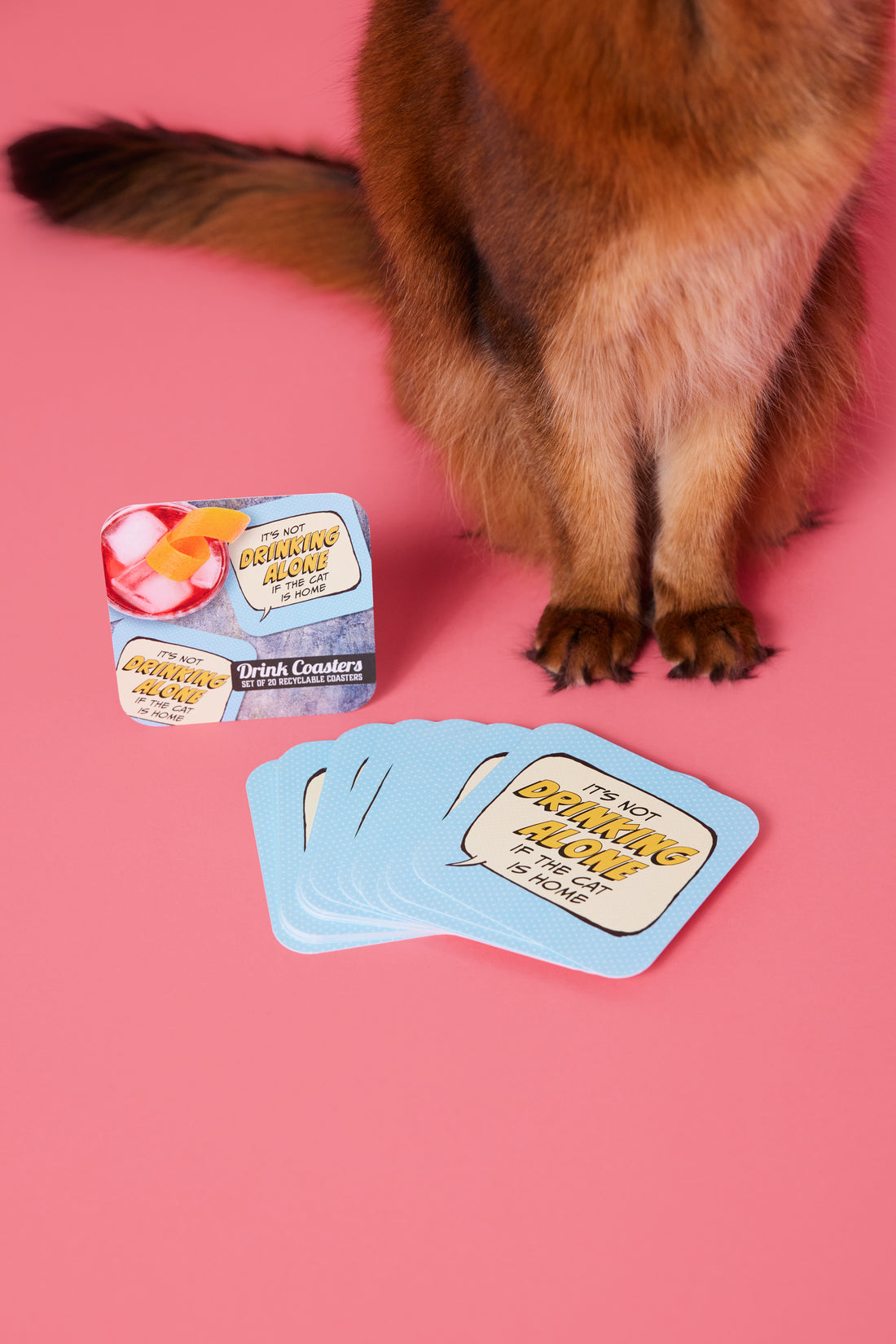 It's Not Drinking Alone if the Cat is Home Paper Coaster Set