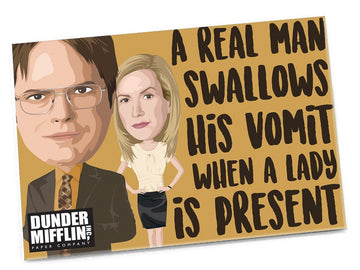 "A Real Man Swallows His Vomit" Magnet - Official The Office Merchandise