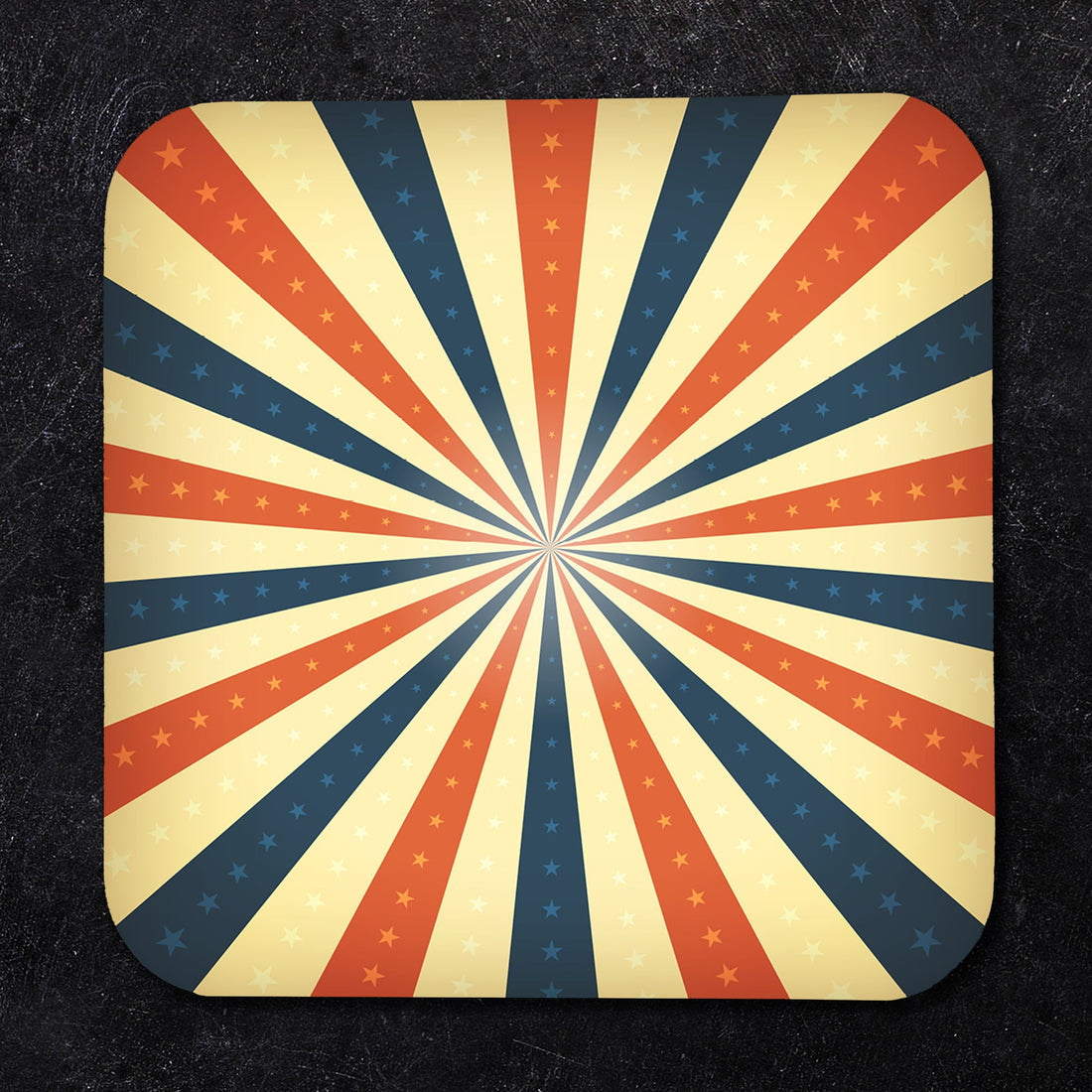Red White and Blue Starburst Pattern Paper Coaster Set