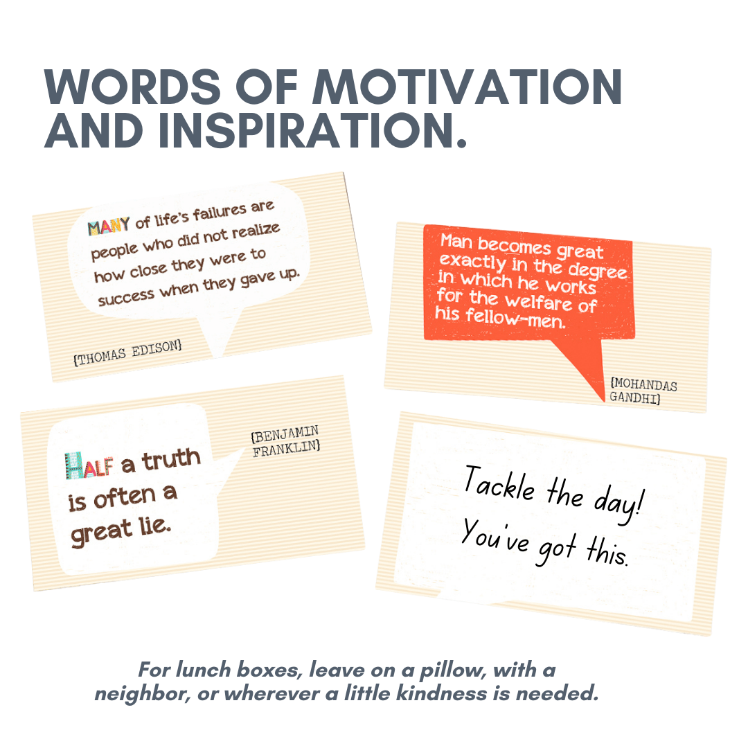 Good Stuff for the Brain - Affirmation Quote Cards and Lunch Notes