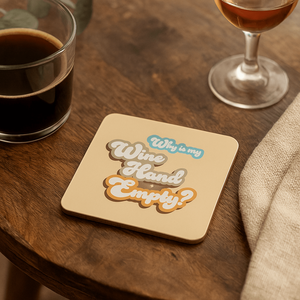 Why is My Wine Hand Empty? Funny Cork Bar Coaster
