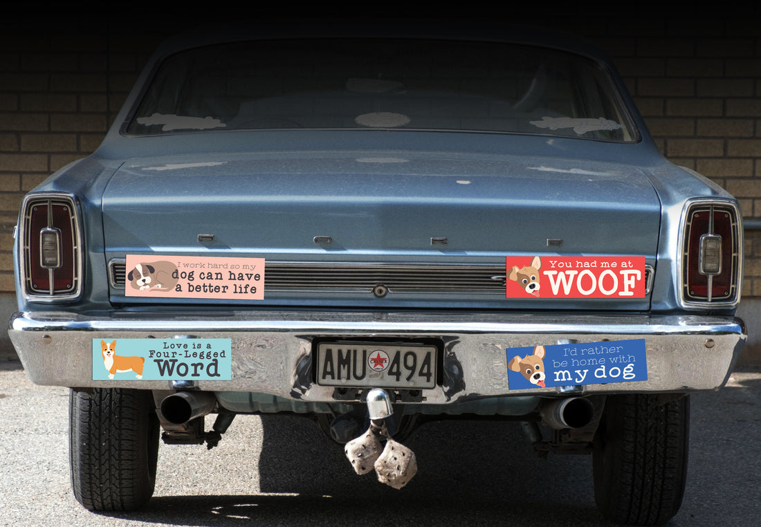 “Love is a Four-Legged Word” Dog Bumper Sticker