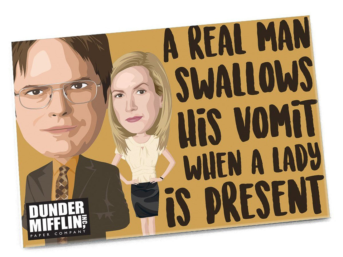 "A Real Man Swallows His Vomit" Magnet - Official The Office Merchandise