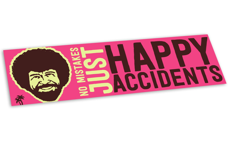 “No Mistakes Just Happy Accidents” Bumper Sticker - Official Bob Ross Merchandise