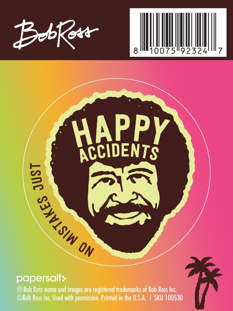 “No Mistakes Just Happy Accidents” Sticker - Official Bob Ross Merchandise