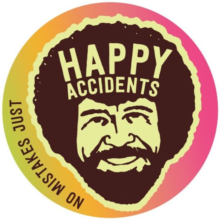 “No Mistakes Just Happy Accidents” Sticker - Official Bob Ross Merchandise