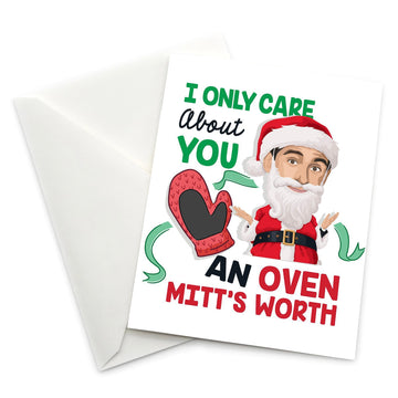 “I Only Care About You an Oven Mitt's Worth” Holiday Card - Official The Office Merchandise