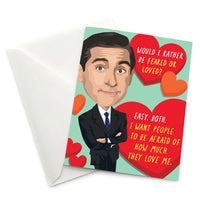 “Would I Rather be Feared or Loved” Greeting Card - Official The Office Merchandise