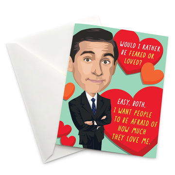 “Would I Rather be Feared or Loved” Greeting Card - Official The Office Merchandise