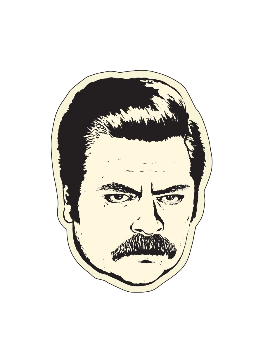 Ron Swanson Head Vinyl Sticker - Official Parks and Rec Merch