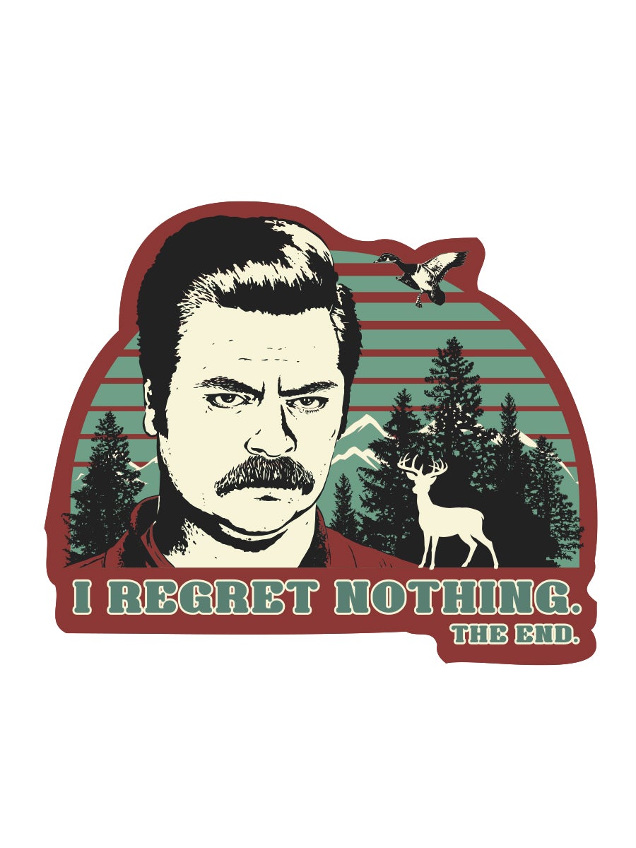 “I Regret Nothing The End” Vinyl Sticker - Official Parks and Rec Merch