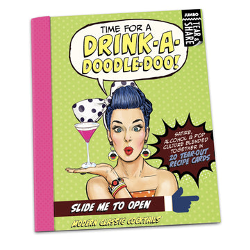Time for a Drink-a-Doodle Doo! - Classic Cocktail Recipe Jumbo Note Cards