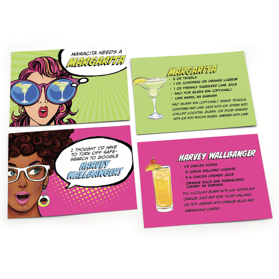 Time for a Drink-a-Doodle Doo! - Classic Cocktail Recipe Jumbo Note Cards
