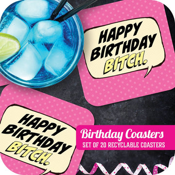 Happy Birthday Bitch Paper Coaster Set