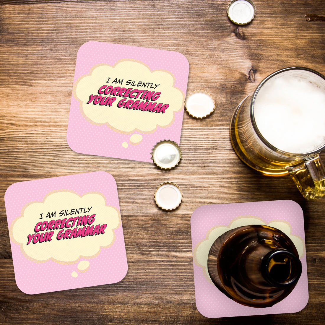 I am Silently Correcting Your Grammar Paper Coaster Set