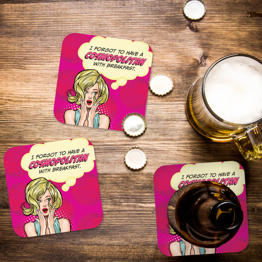 I Forgot to Have a Cosmopolitan with Breakfast Paper Coaster Set