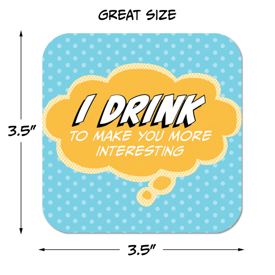 I Drink to Make You More Interesting Paper Coaster Set