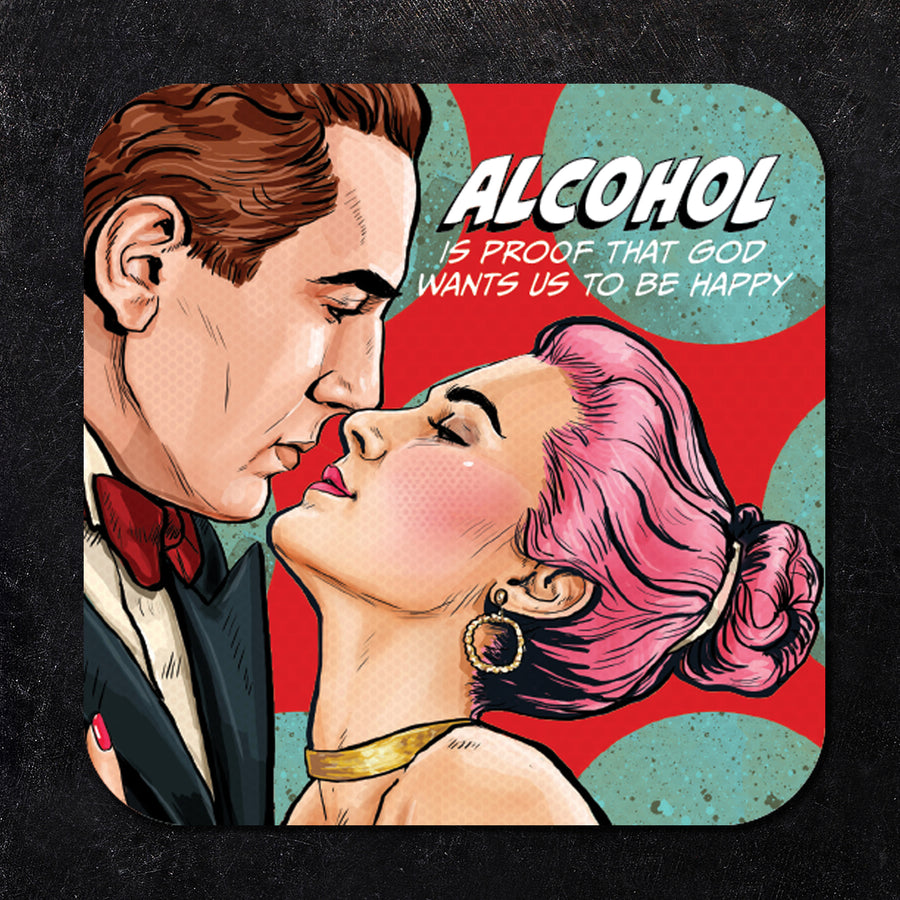 Alcohol is Proof That God Wants Us to be Happy Paper Coaster Set