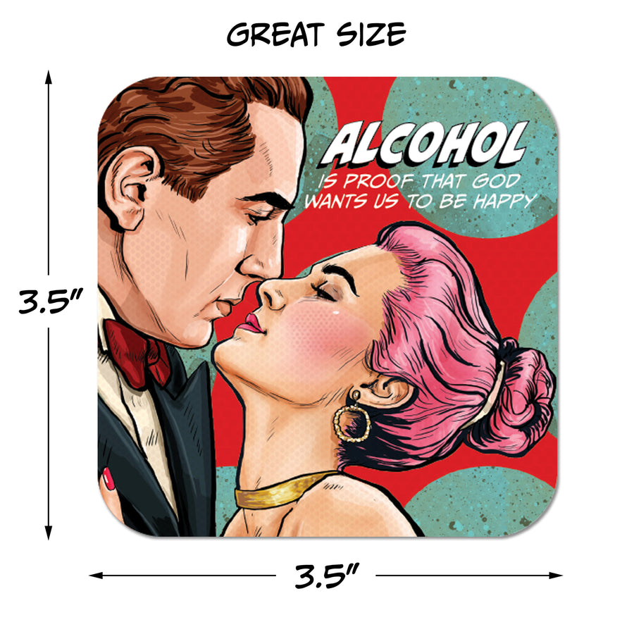 Alcohol is Proof That God Wants Us to be Happy Paper Coaster Set