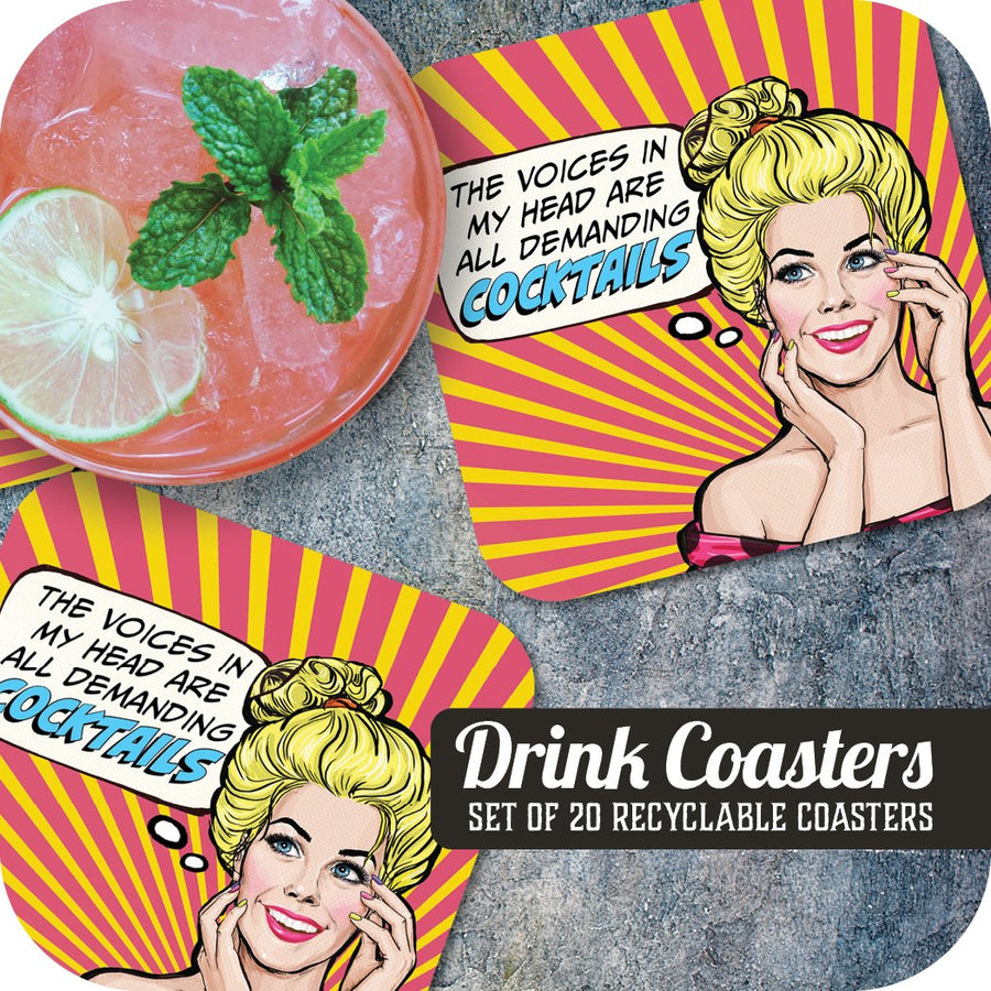 The Voices in My Head Are All Demanding Cocktails Paper Coaster Set