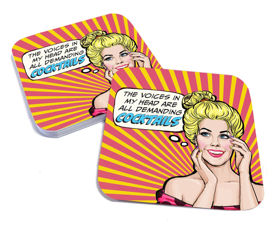 The Voices in My Head Are All Demanding Cocktails Paper Coaster Set