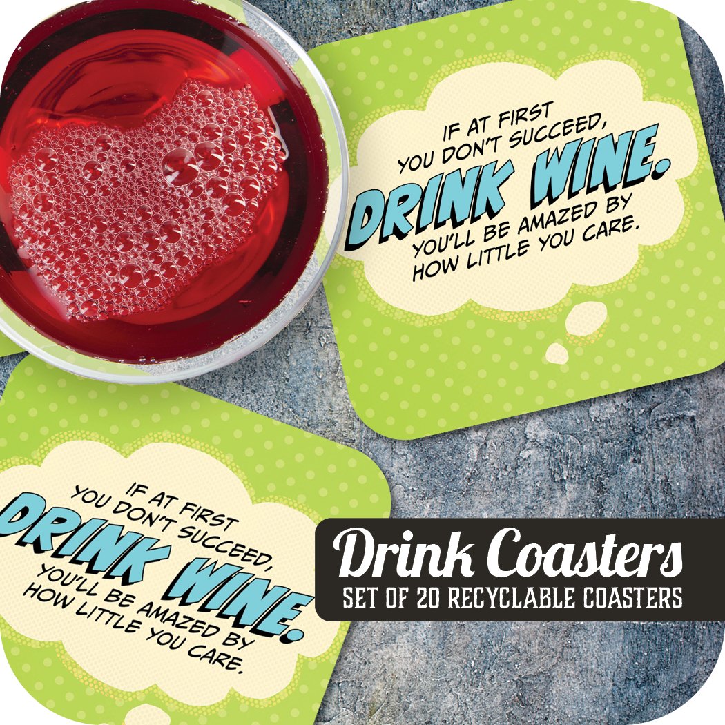If at First You Don't Succeed, Drink Wine... Paper Coaster Set