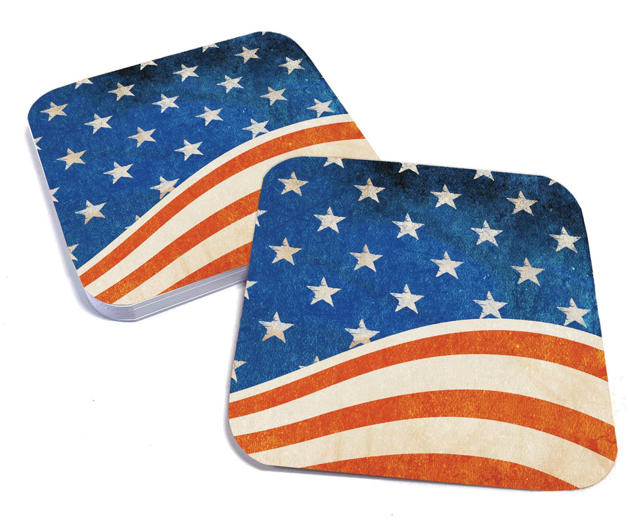 Rustic American Flag Paper Coaster Set