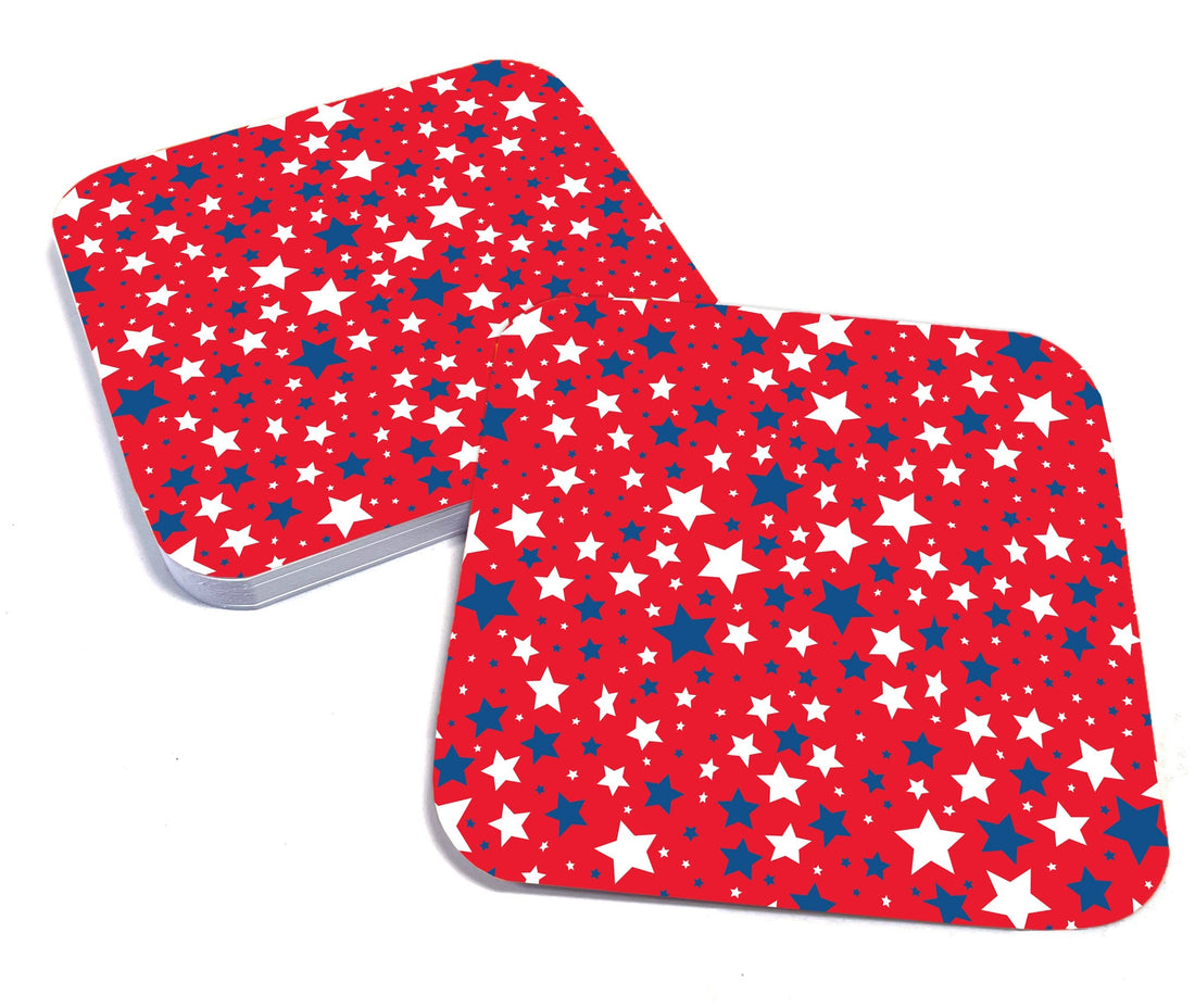Red White and Blue Stars Paper Coaster Set