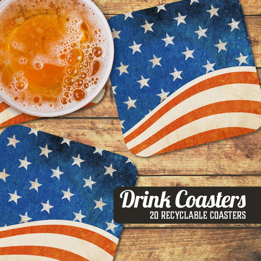 Rustic American Flag Paper Coaster Set