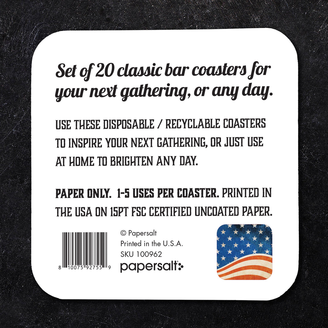 Rustic American Flag Paper Coaster Set