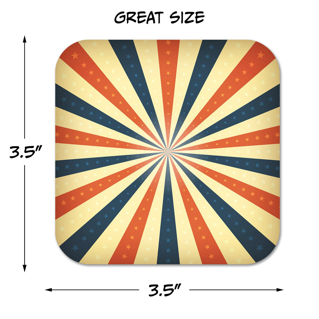 Red White and Blue Starburst Pattern Paper Coaster Set