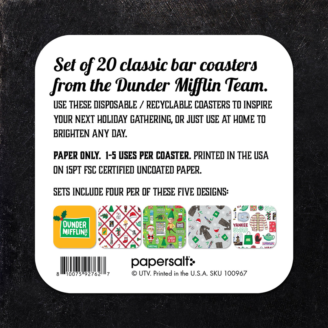The Office: Assorted Holiday Paper Coaster Set (of 5)