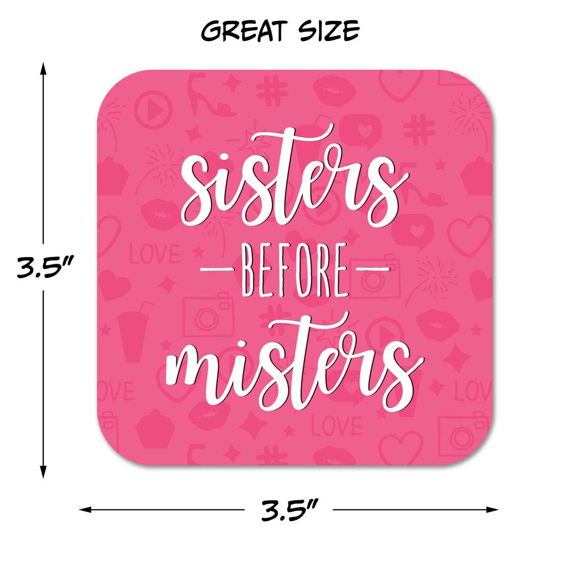 Sisters Before Misters Galentine's Day Paper Coaster Set