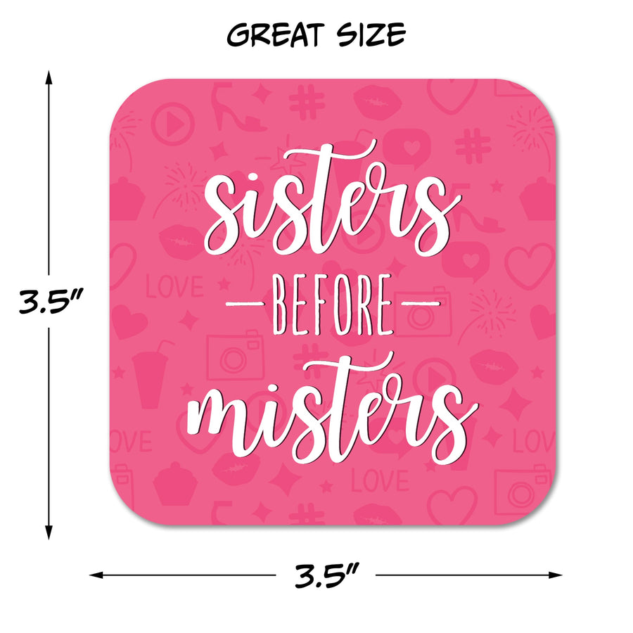 Sisters Before Misters Galentine's Day Paper Coaster Set