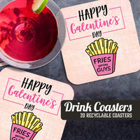 Fries Before Guys Galentine's Day Paper Coaster Set