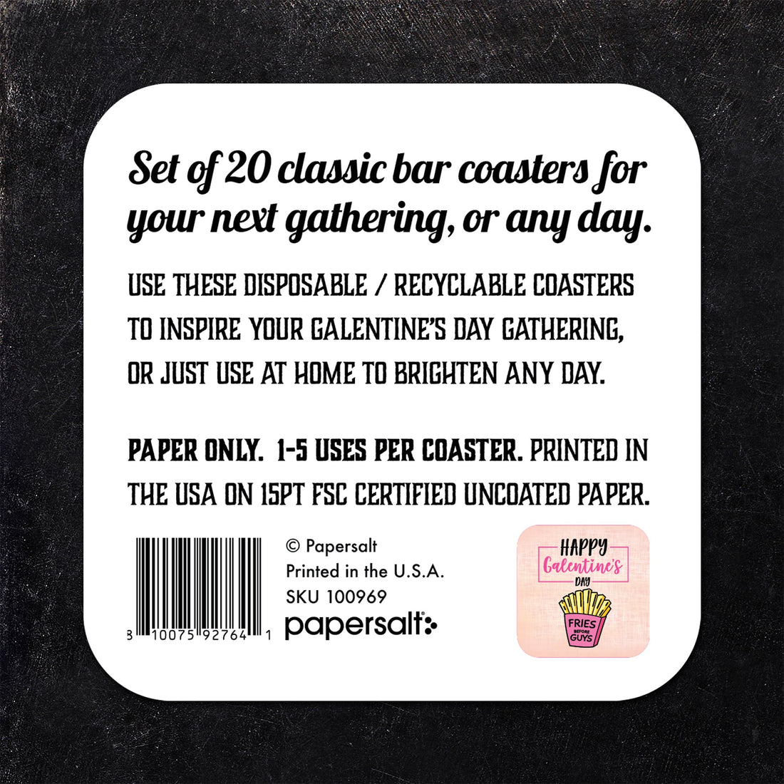 Fries Before Guys Galentine's Day Paper Coaster Set