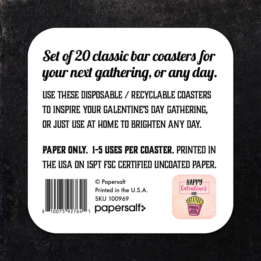 Fries Before Guys Galentine's Day Paper Coaster Set