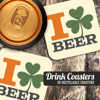 I Love Beer St. Patrick's Day Paper Coaster Set