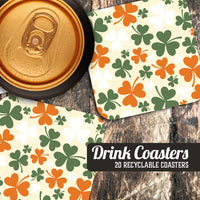 St. Patrick's Day Clover Pattern Paper Coaster Set