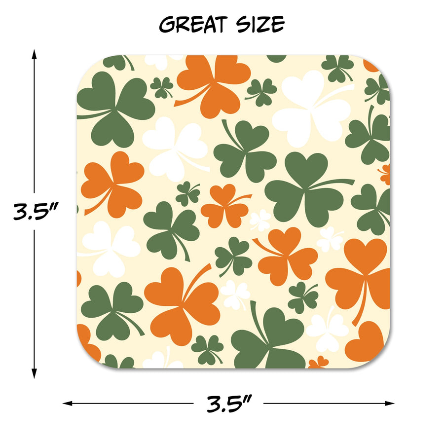 St. Patrick's Day Clover Pattern Paper Coaster Set