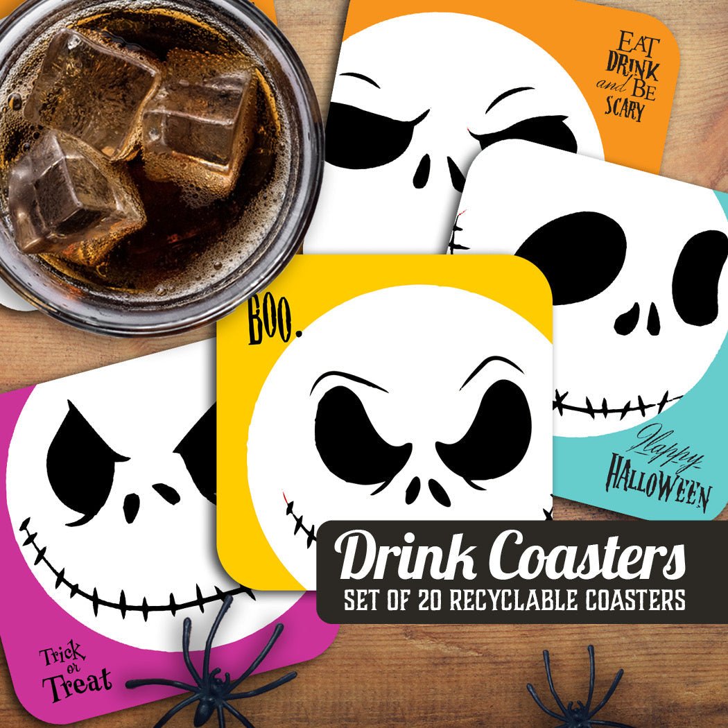Ghost Faces Halloween Paper Coaster Set