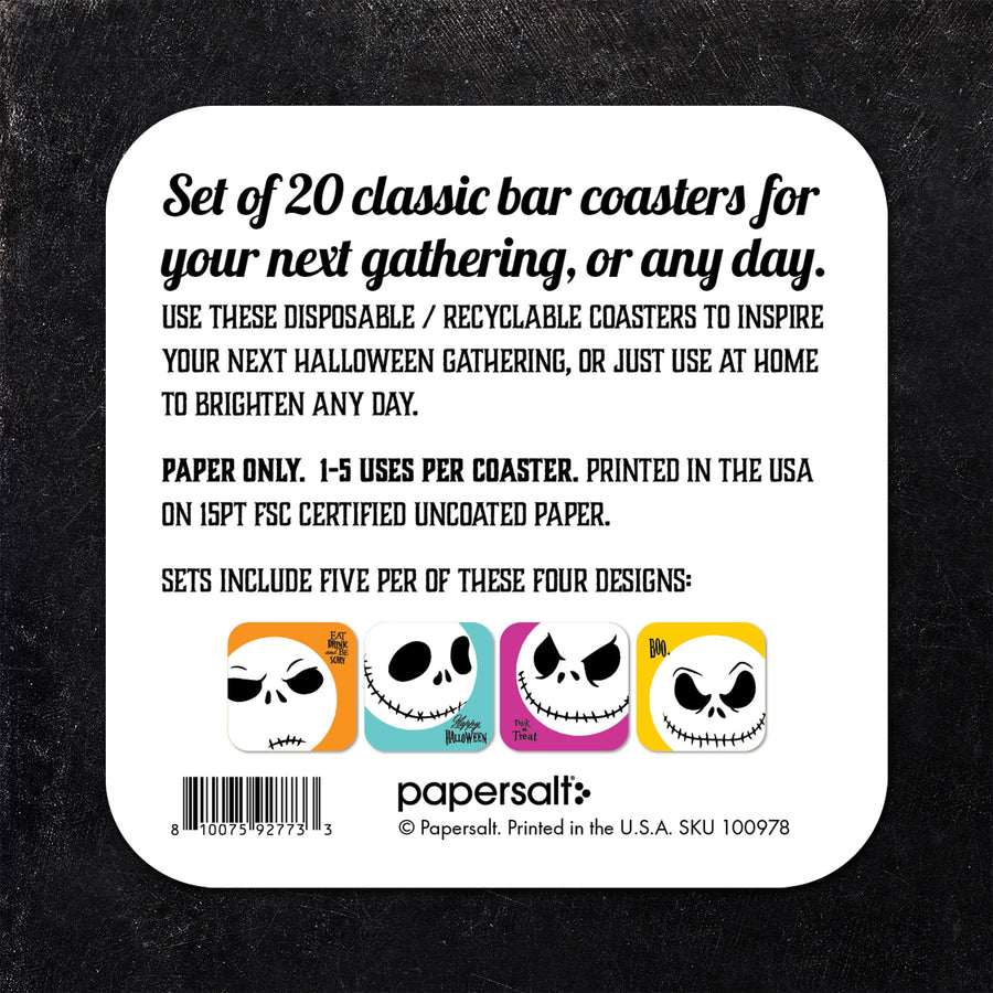 Ghost Faces Halloween Paper Coaster Set
