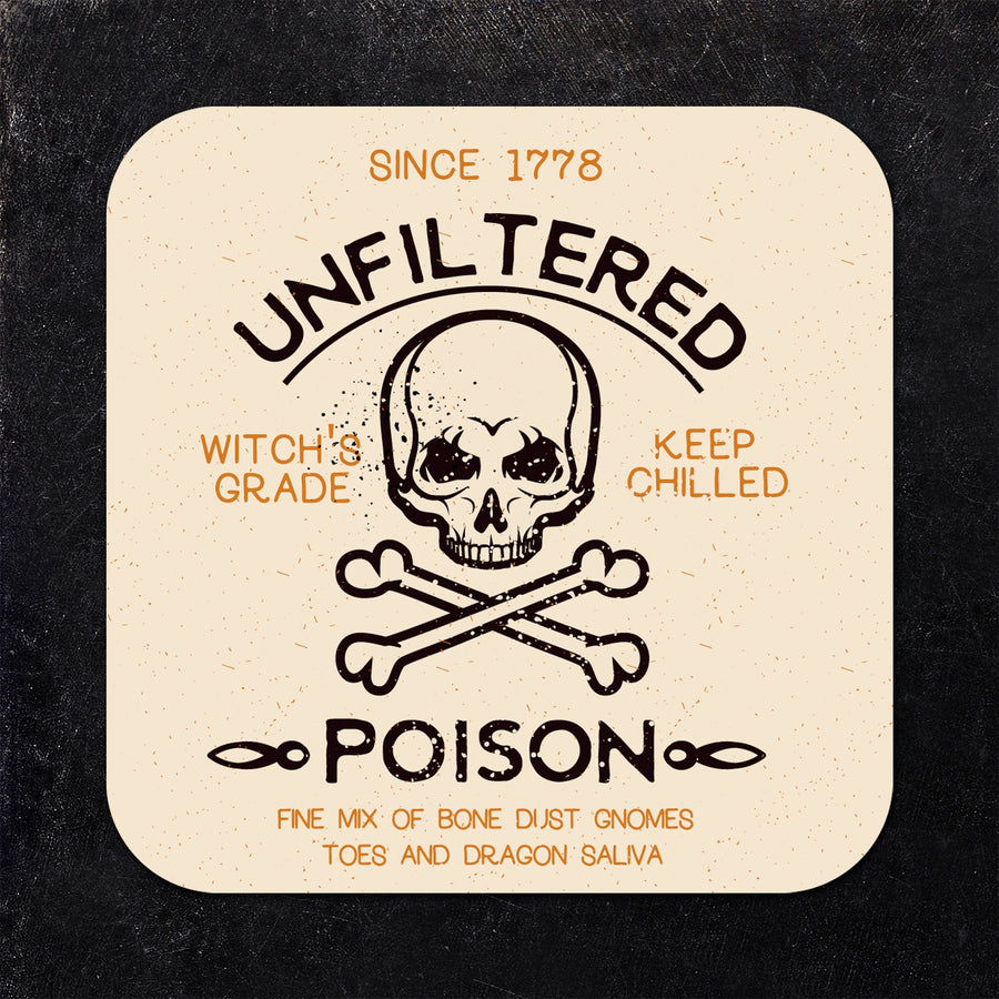Witch, Poison, Bat, Crow Assorted Halloween Coaster Set