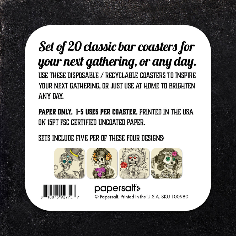 Day of the Dead Skeletons Assorted Paper Coaster Set
