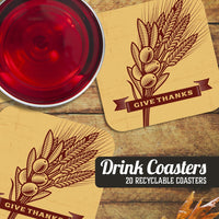 Give Thanks - Thanksgiving Paper Coaster Set