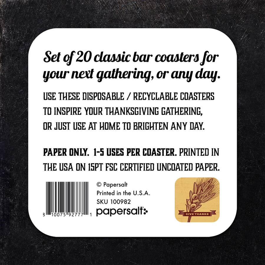 Give Thanks - Thanksgiving Paper Coaster Set