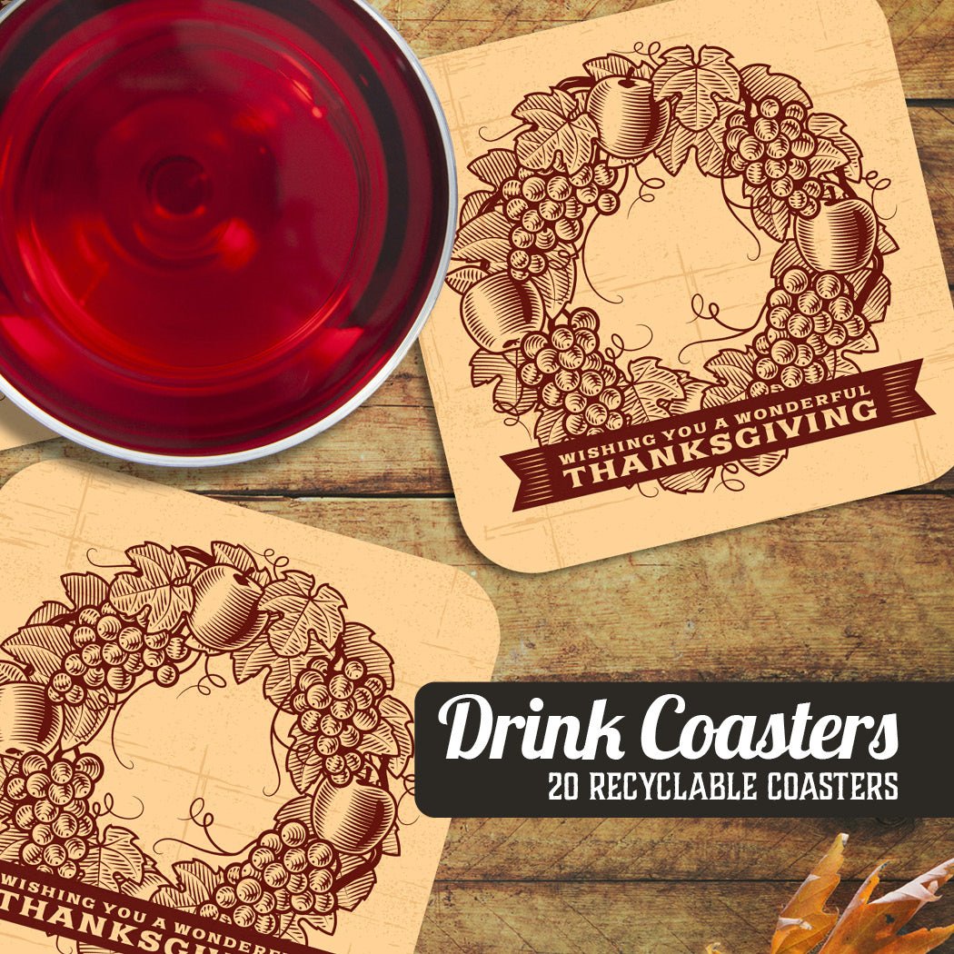 Wishing You a Wonderful Thanksgiving Paper Coaster Set