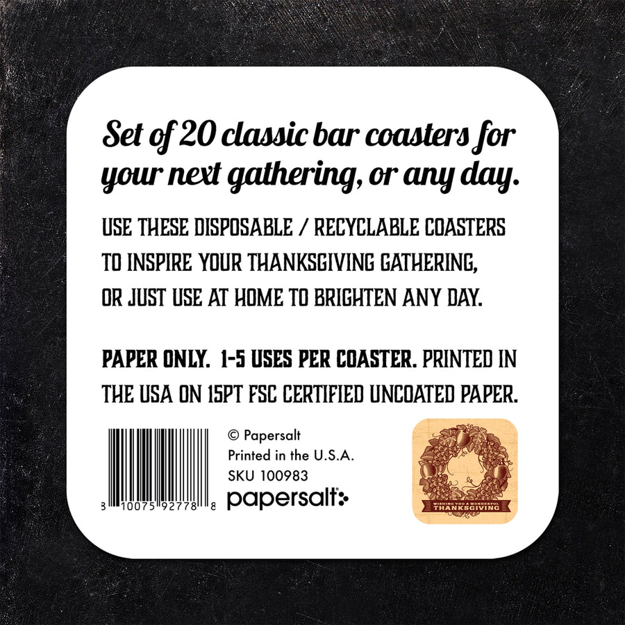 Wishing You a Wonderful Thanksgiving Paper Coaster Set