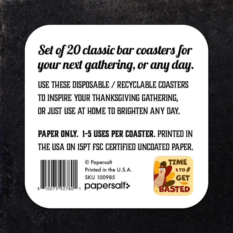 Time to Get Basted Thanksgiving Paper Coaster Set