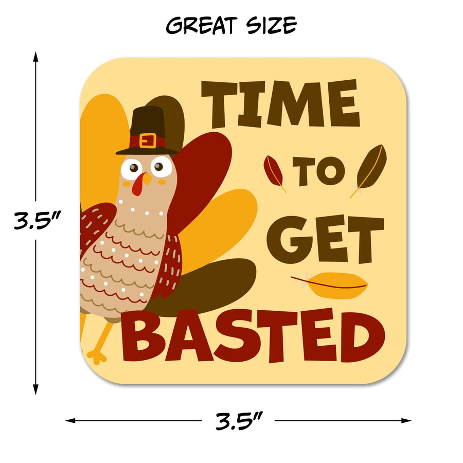 Time to Get Basted Thanksgiving Paper Coaster Set